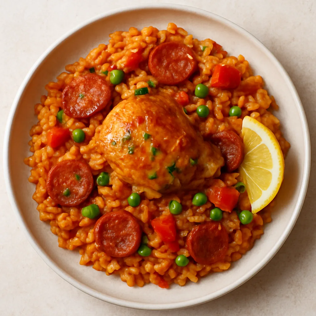 Chicken and chorizo paella